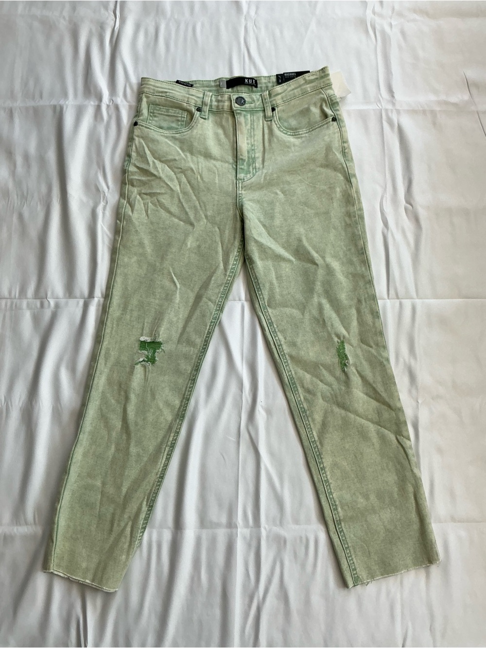 Kut from the Kloth Mint Green Distressed Boyfriend Jeans